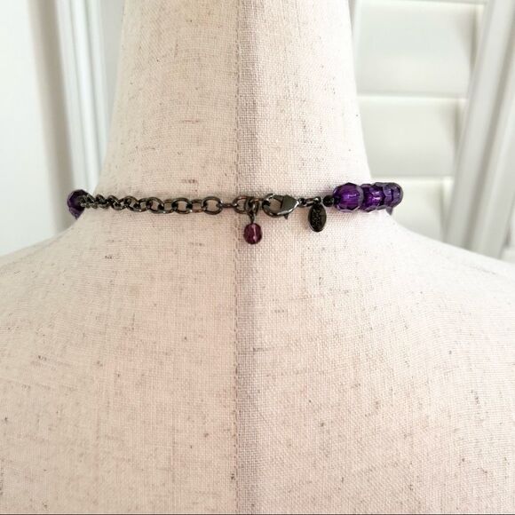 Vintage Joan Rivers Purple Teardrop Faceted Plastic Necklace 22”-25”L - Picture 5 of 6